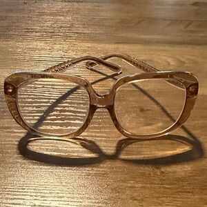 Clear Oversized Coach Square Glasses - Transparent light Brown Frame